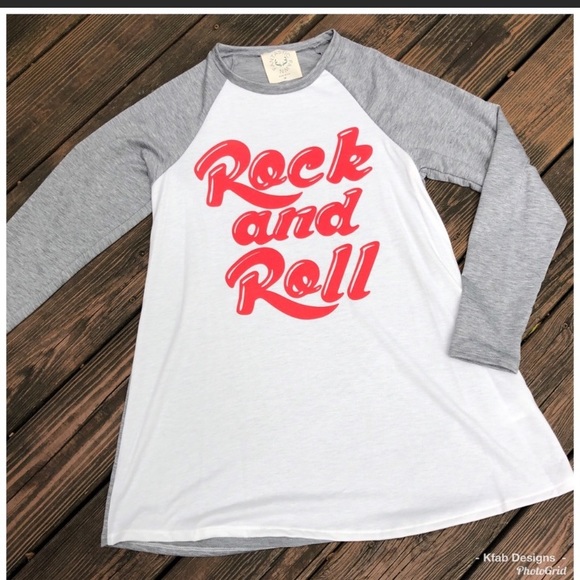Tops - Rock n roll oversized baseball tee